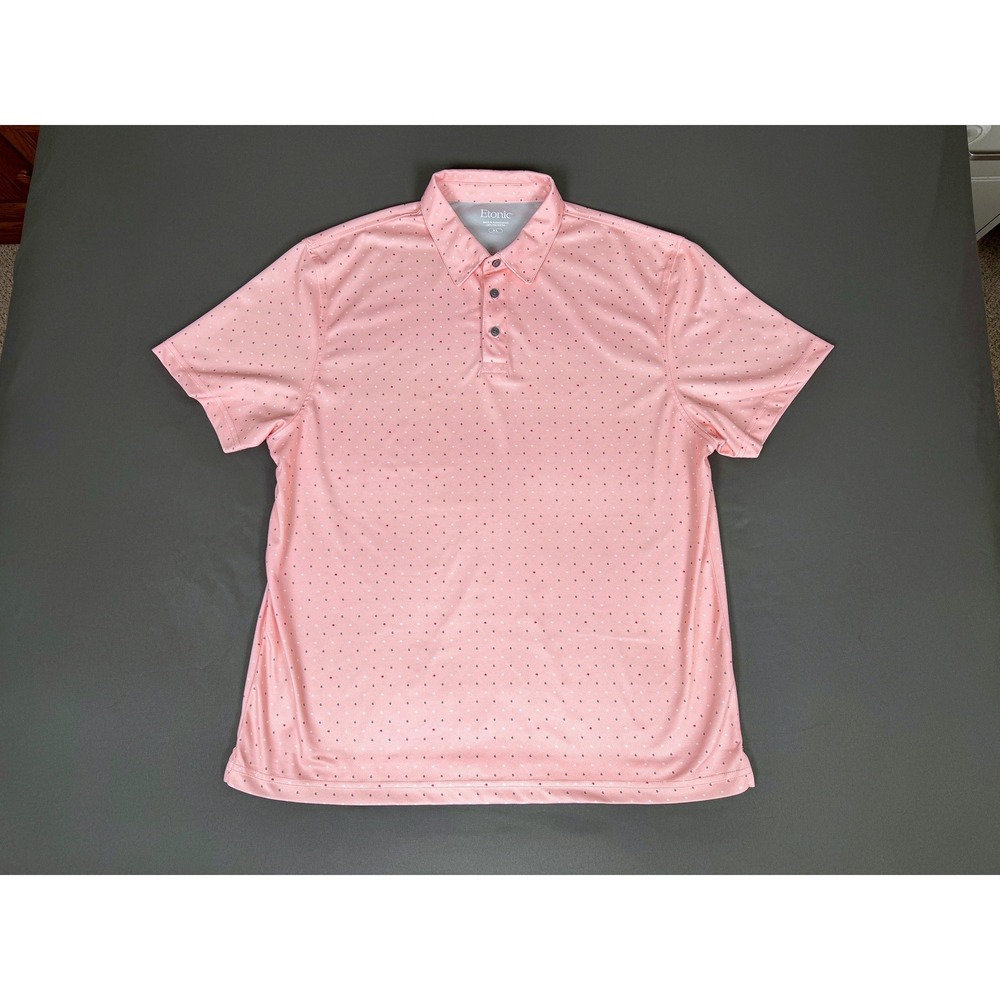 Etonic Golf Polo Mens XL Pink White Micro Dot Geometric Short Sleeve